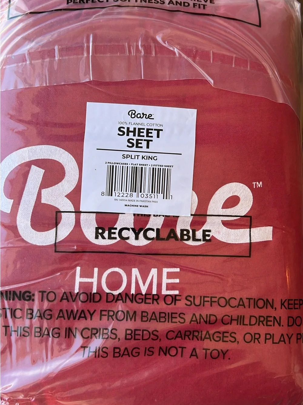 Bare Red Flannel Sheet Set - Split King